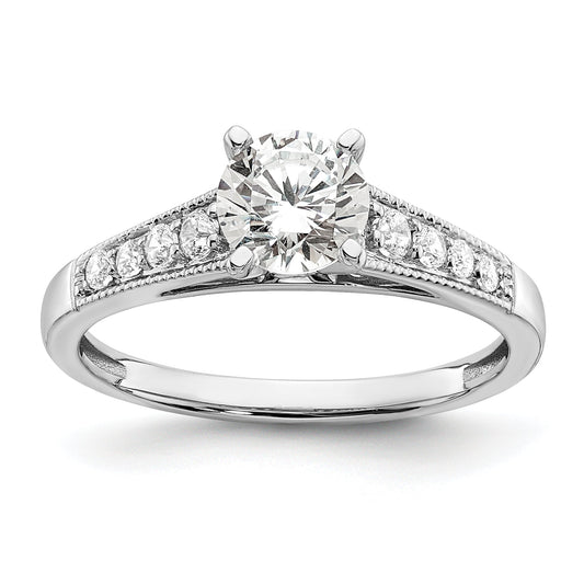 1.00ct. CZ Solid Real 14k White Polish 1ct Round Engagement Dia Ring