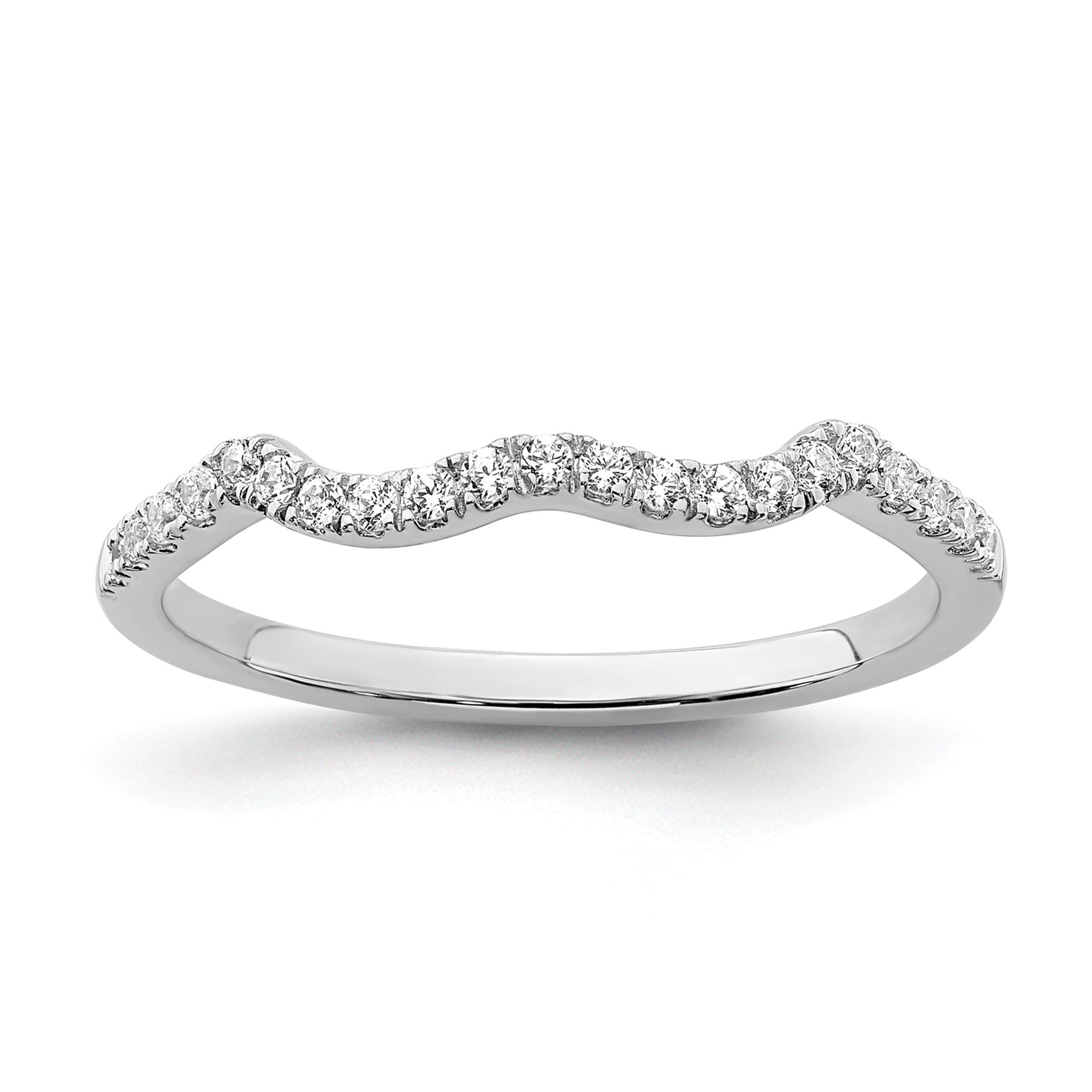 0.12ct. CZ Solid Real 14k White Polish Matching Wedding Wedding Band Ring