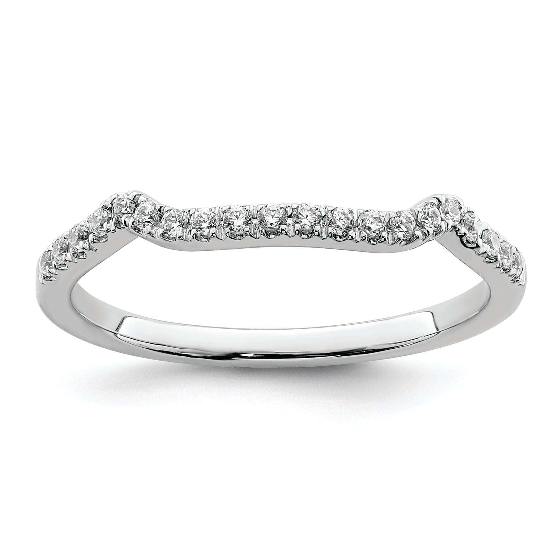 0.16ct. CZ Solid Real 14k White Polish Matching Wedding Wedding Band Ring