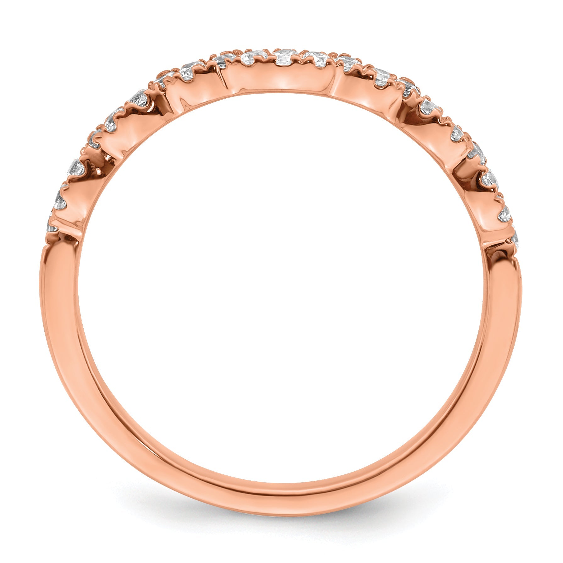 0.22ct. CZ Solid Real 14k Rose Polish Matching Wedding Wedding Band Ring