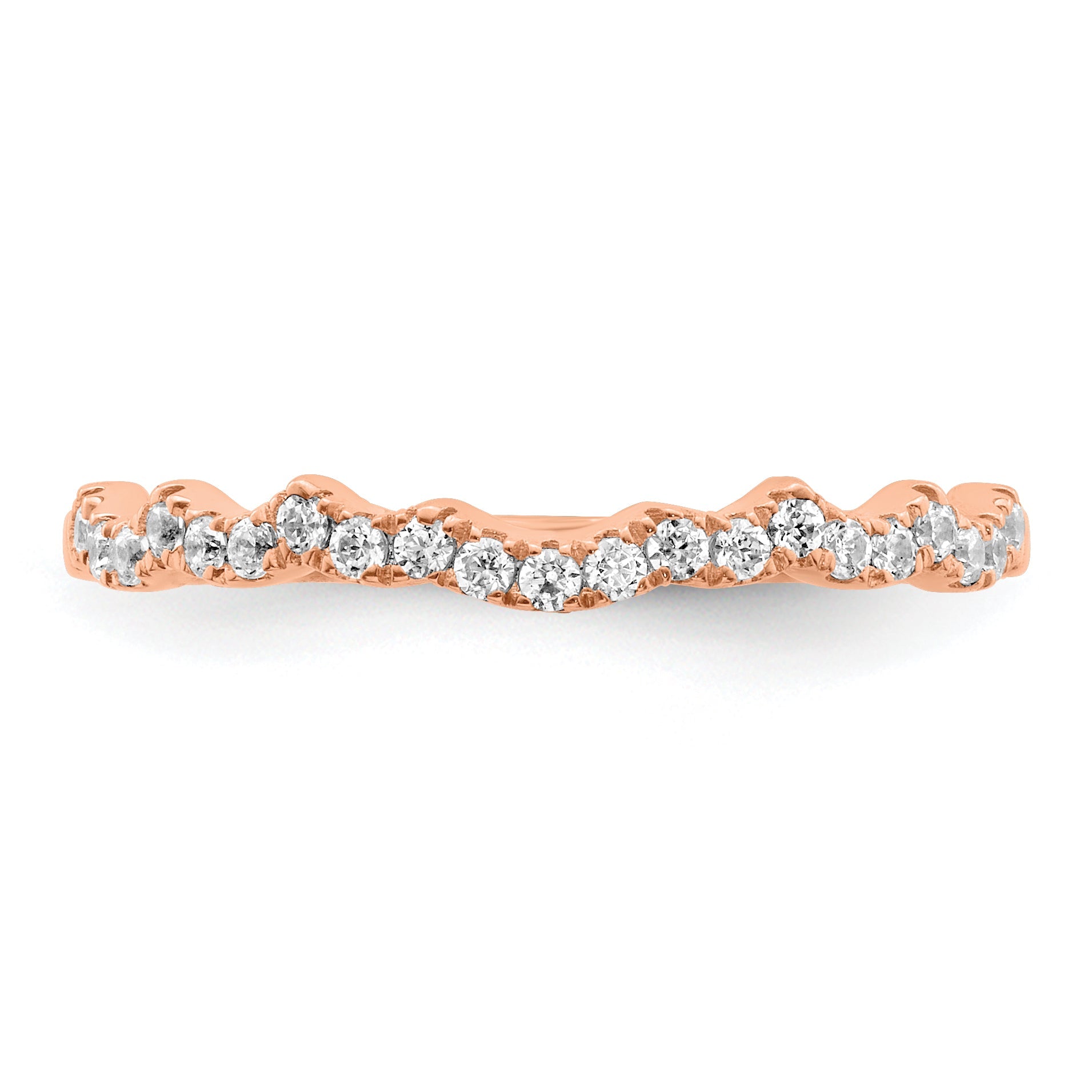 0.22ct. CZ Solid Real 14k Rose Polish Matching Wedding Wedding Band Ring
