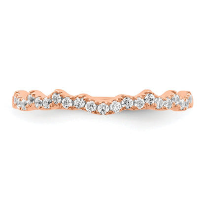 0.22ct. CZ Solid Real 14k Rose Polish Matching Wedding Wedding Band Ring