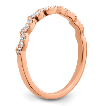 0.22ct. CZ Solid Real 14k Rose Polish Matching Wedding Wedding Band Ring