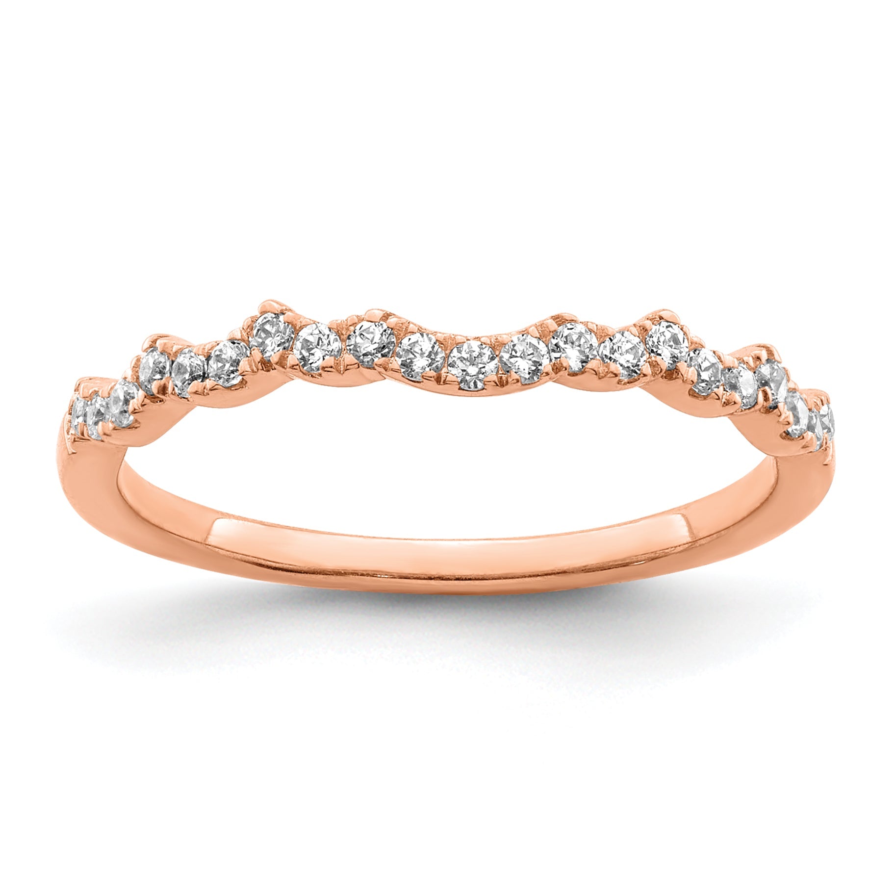 0.22ct. CZ Solid Real 14k Rose Polish Matching Wedding Wedding Band Ring