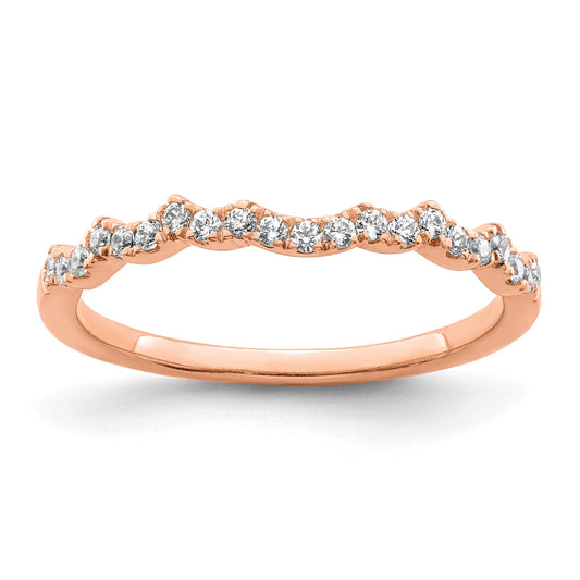 0.22ct. CZ Solid Real 14k Rose Polish Matching Wedding Wedding Band Ring