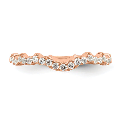 0.25ct. CZ Solid Real 14k Rose Polish Matching Wedding Wedding Band Ring