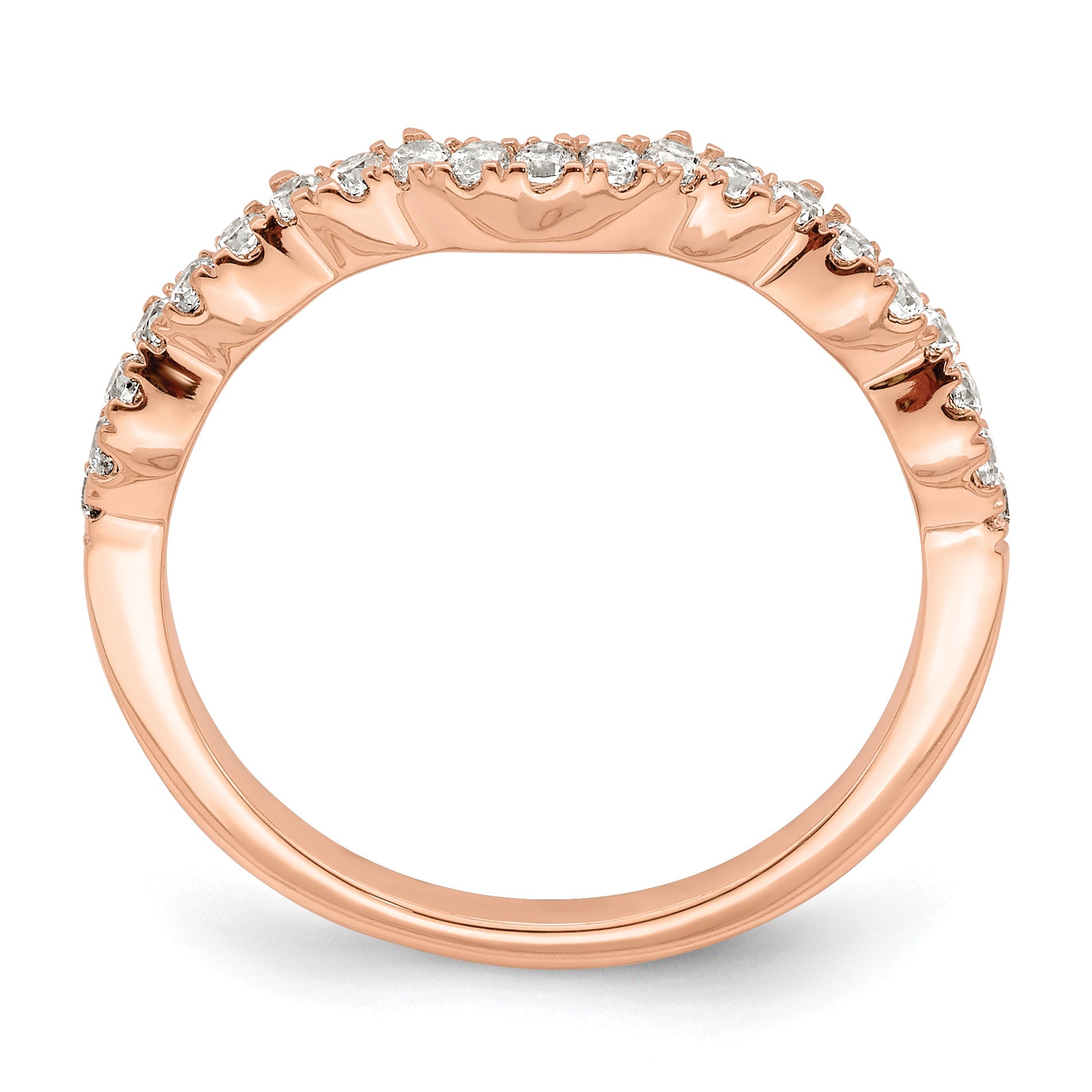 0.22ct. CZ Solid Real 14k Rose Polish Matching Wedding Wedding Band Ring