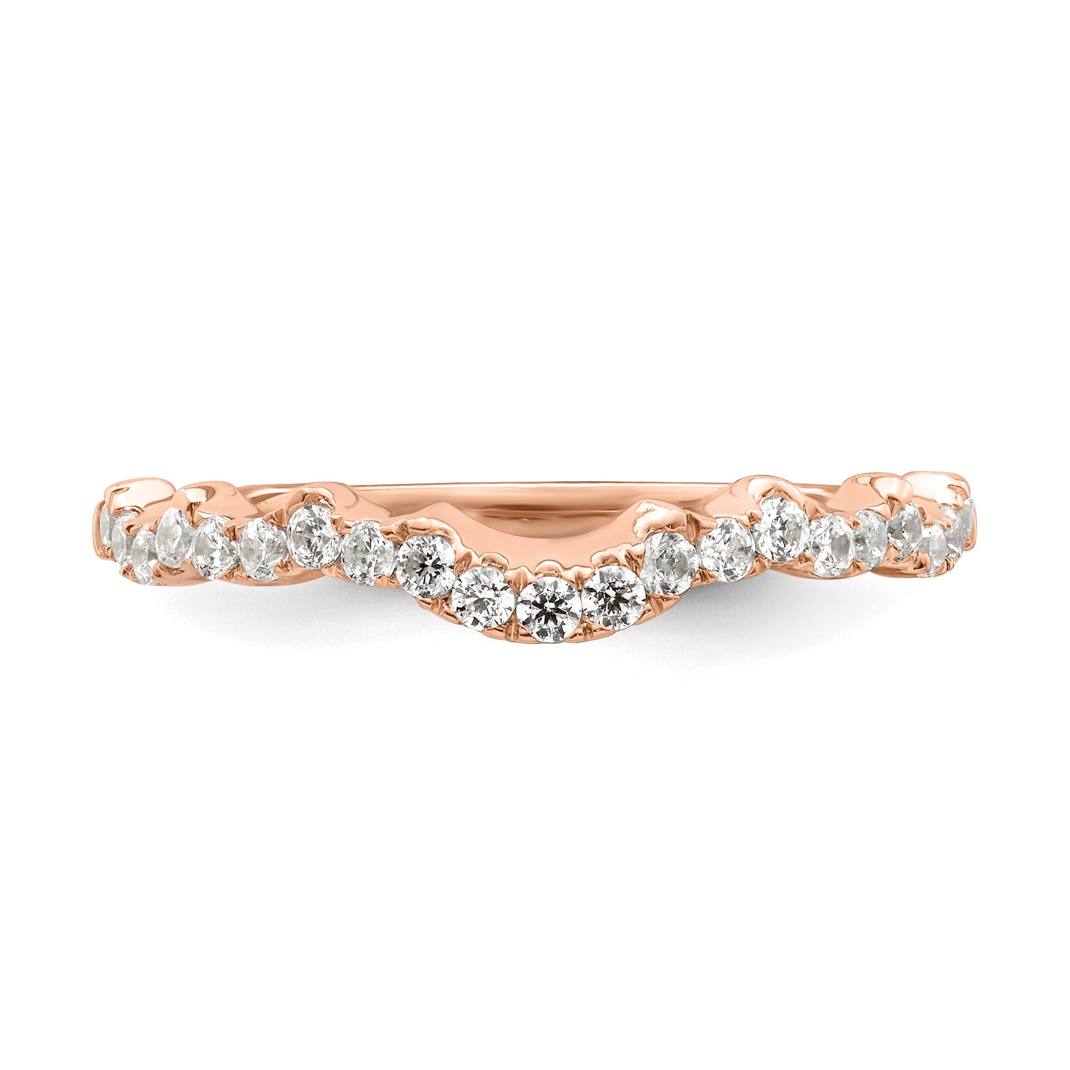 0.25ct. CZ Solid Real 14k Rose Polish Matching Wedding Wedding Band Ring