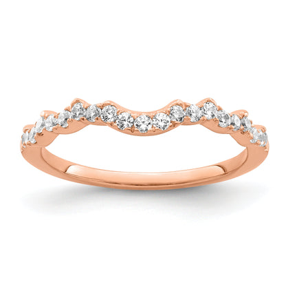 0.25ct. CZ Solid Real 14k Rose Polish Matching Wedding Wedding Band Ring