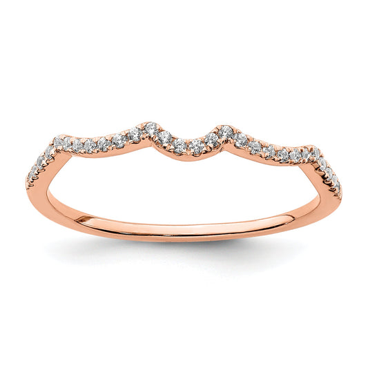 0.11ct. CZ Solid Real 14k Rose Polish Matching Wedding Wedding Band Ring