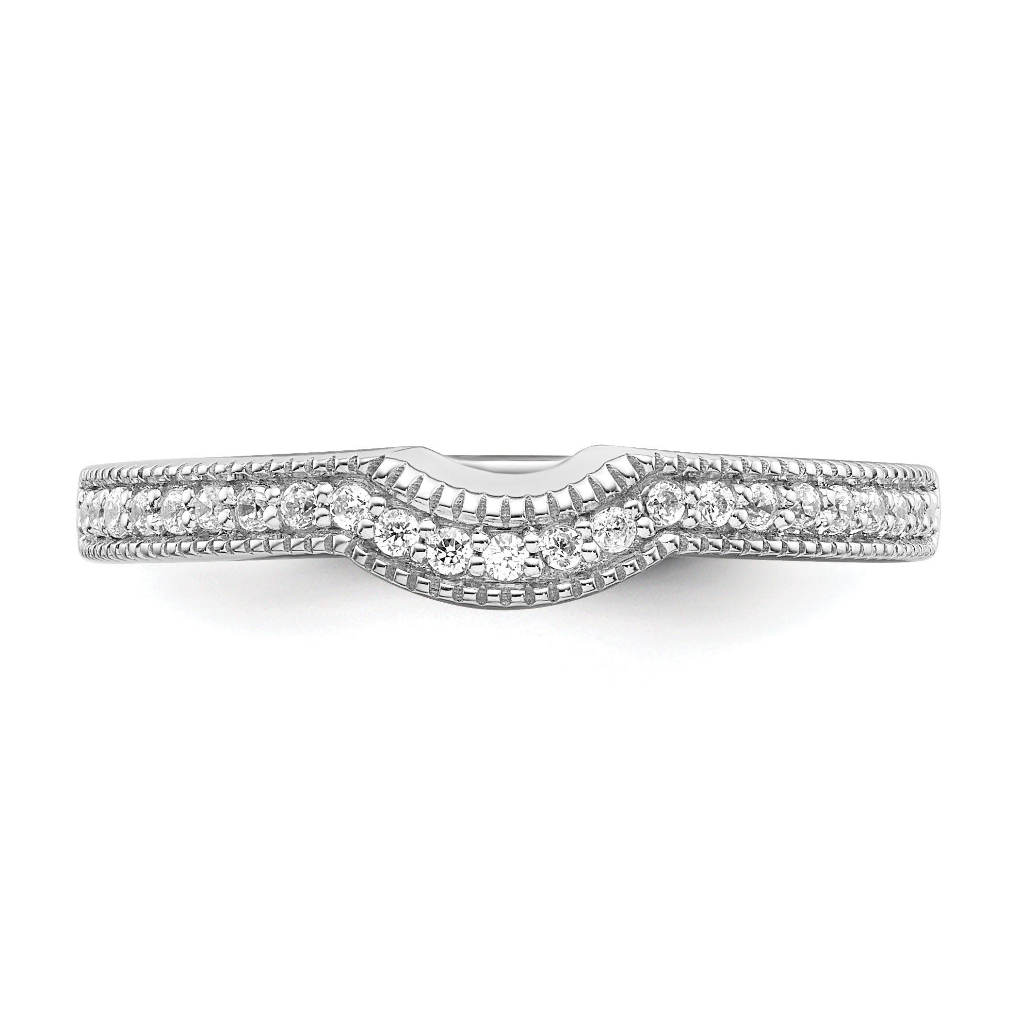0.14ct. CZ Solid Real 14k White Polished Matching Wedding Wedding Band Ring