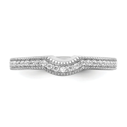 0.14ct. CZ Solid Real 14k White Polished Matching Wedding Wedding Band Ring