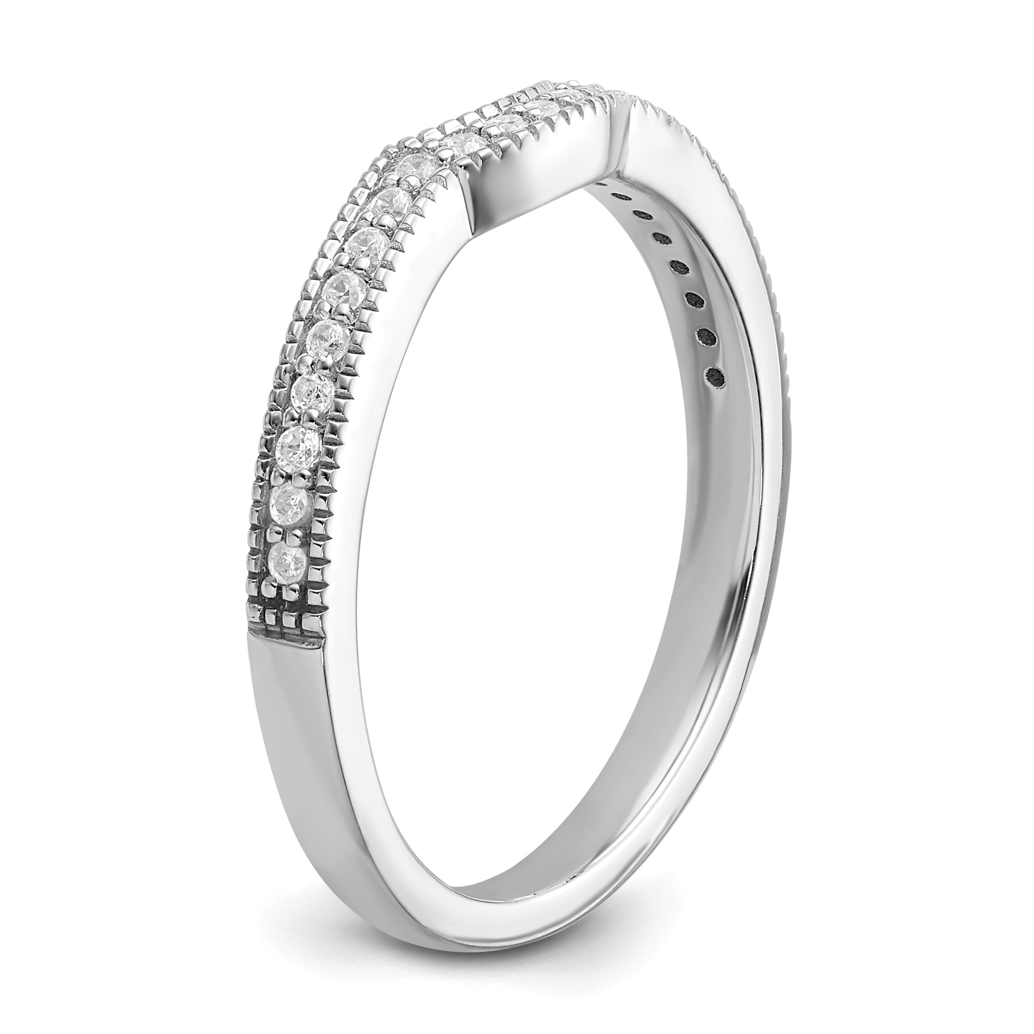 0.14ct. CZ Solid Real 14k White Polished Matching Wedding Wedding Band Ring