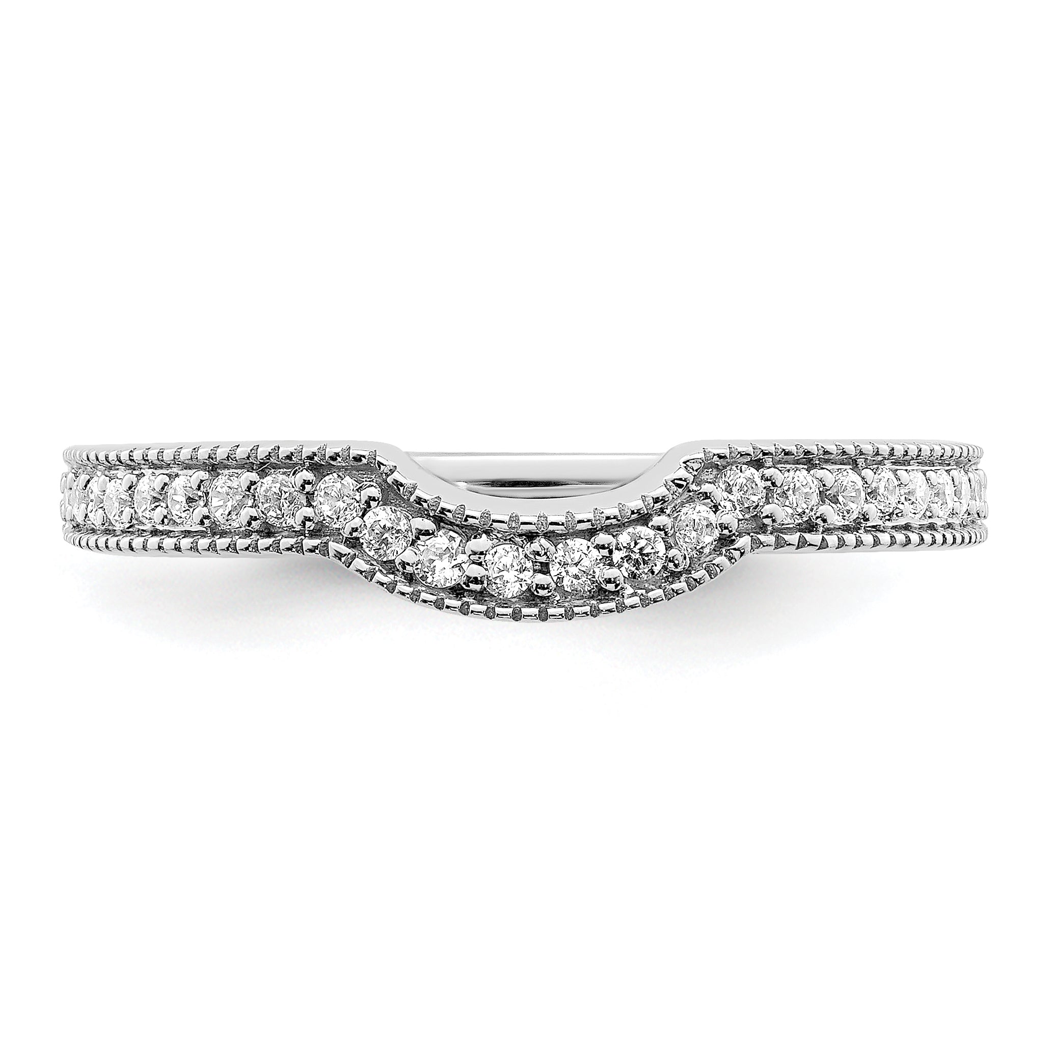 0.17ct. CZ Solid Real 14k White Polished Matching Wedding Wedding Band Ring