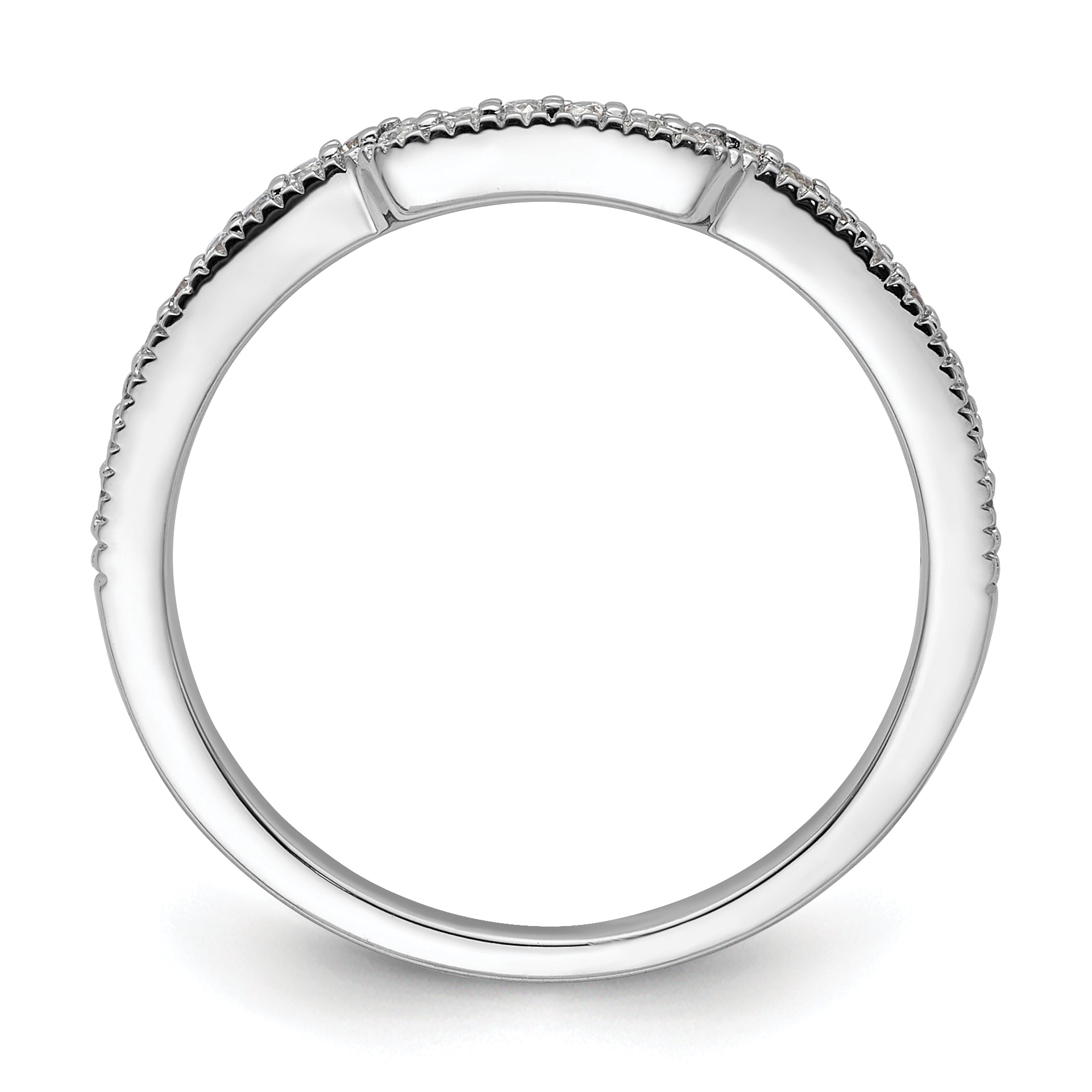 0.17ct. CZ Solid Real 14k White Polished Matching Wedding Wedding Band Ring