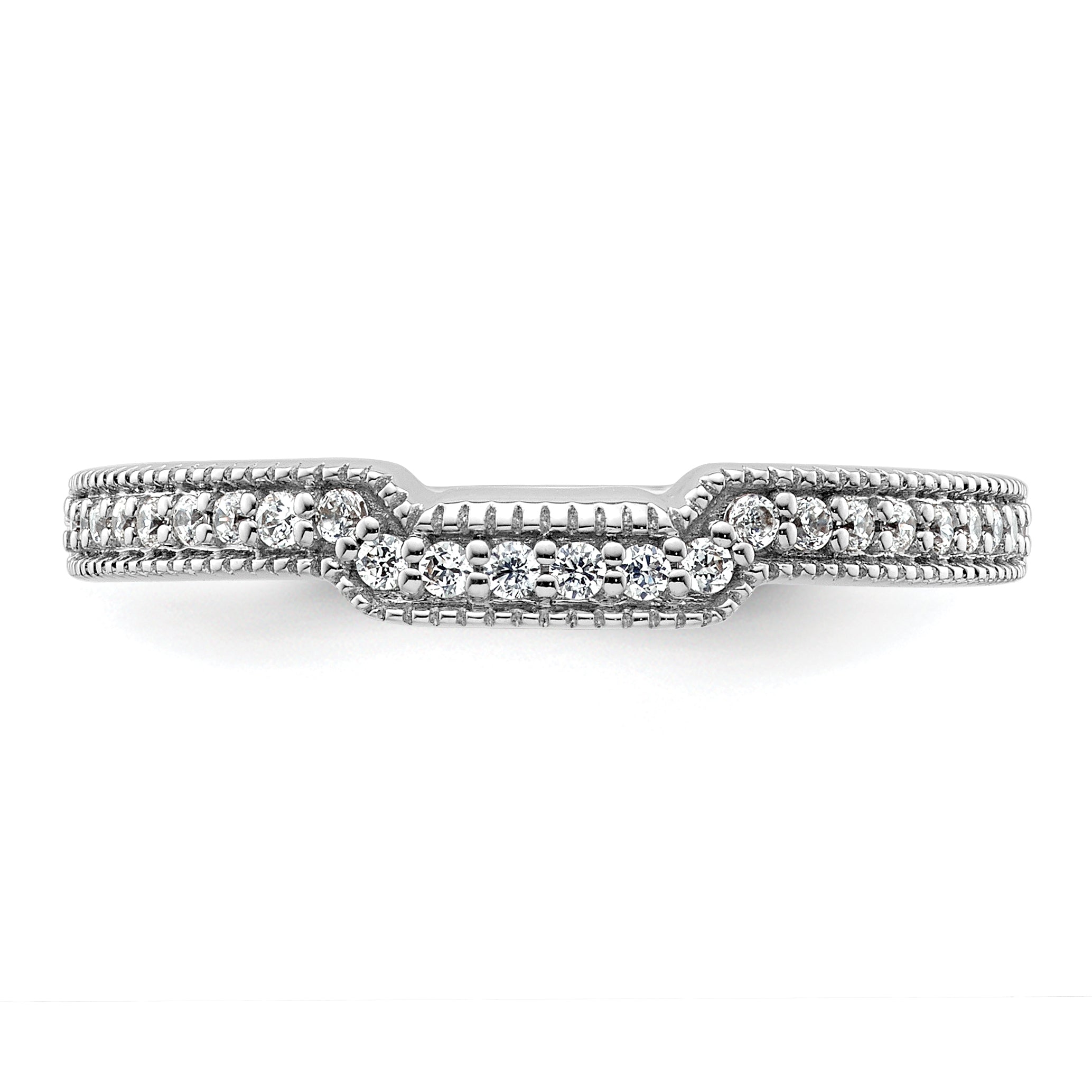 0.17ct. CZ Solid Real 14k White Polished Matching Wedding Wedding Band Ring