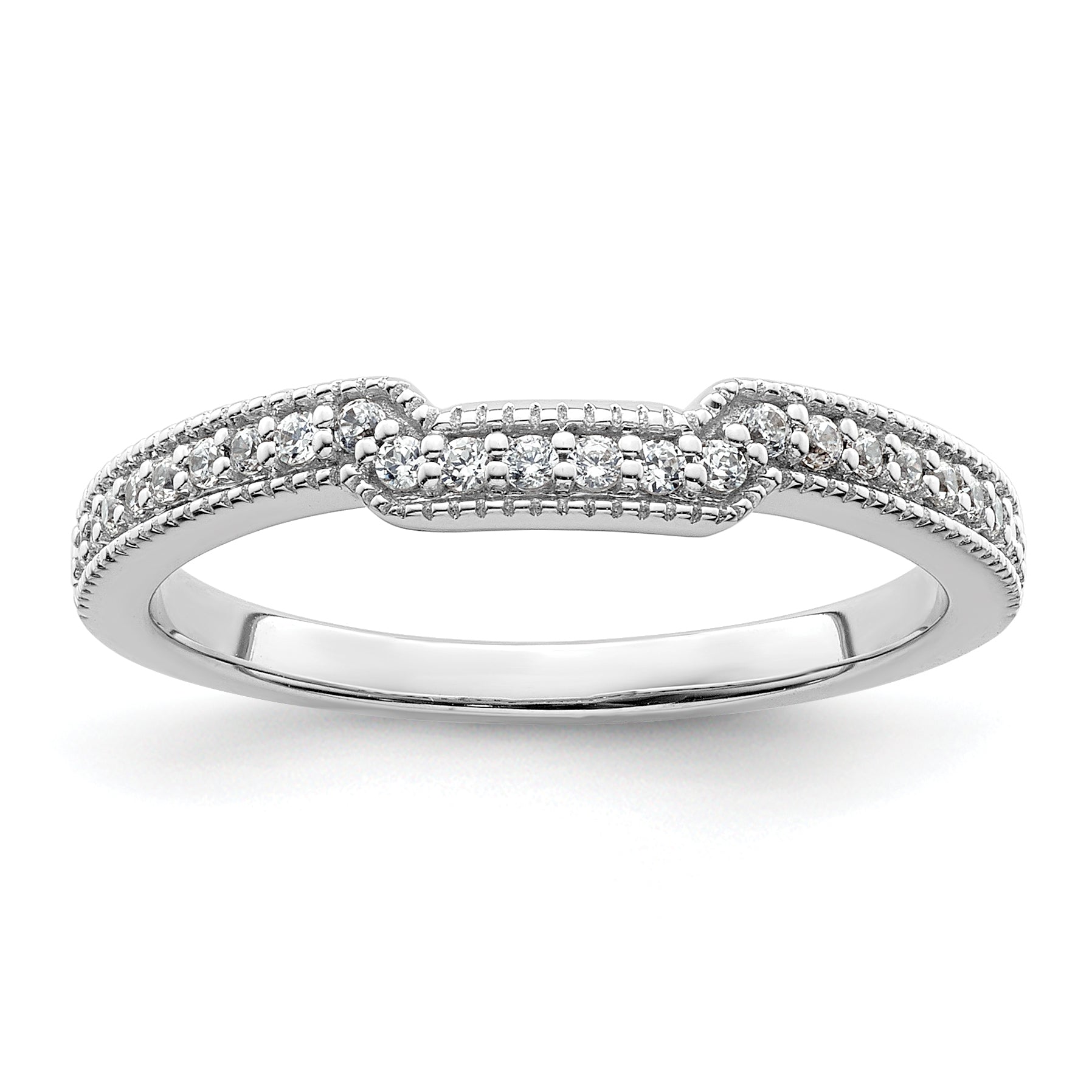 0.17ct. CZ Solid Real 14k White Polished Matching Wedding Wedding Band Ring