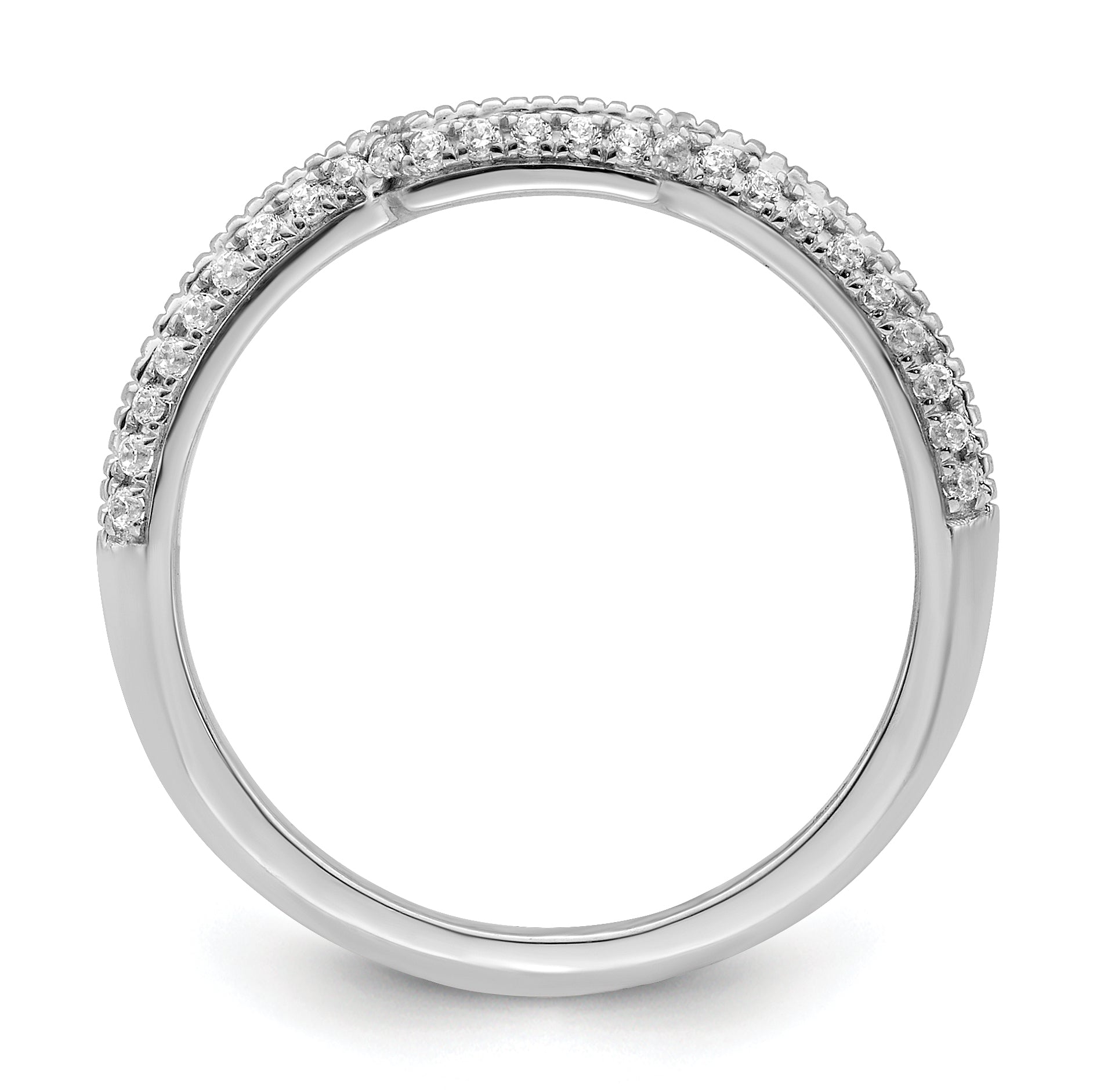 0.12ct. CZ Solid Real 14k White Polished Matching Wedding Wedding Band Ring