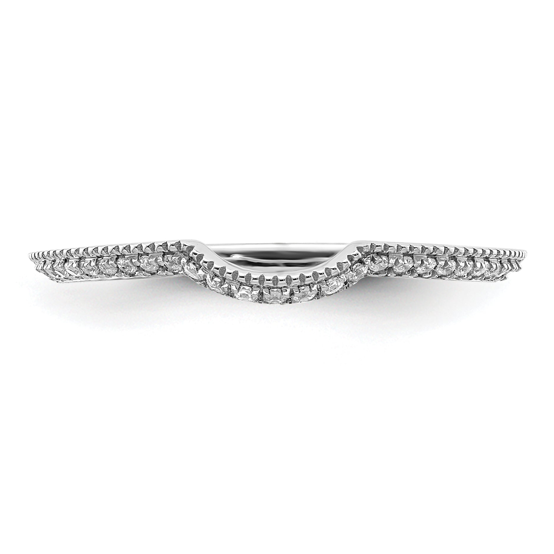 0.10ct. CZ Solid Real 14k White Polished Matching Wedding Wedding Band Ring