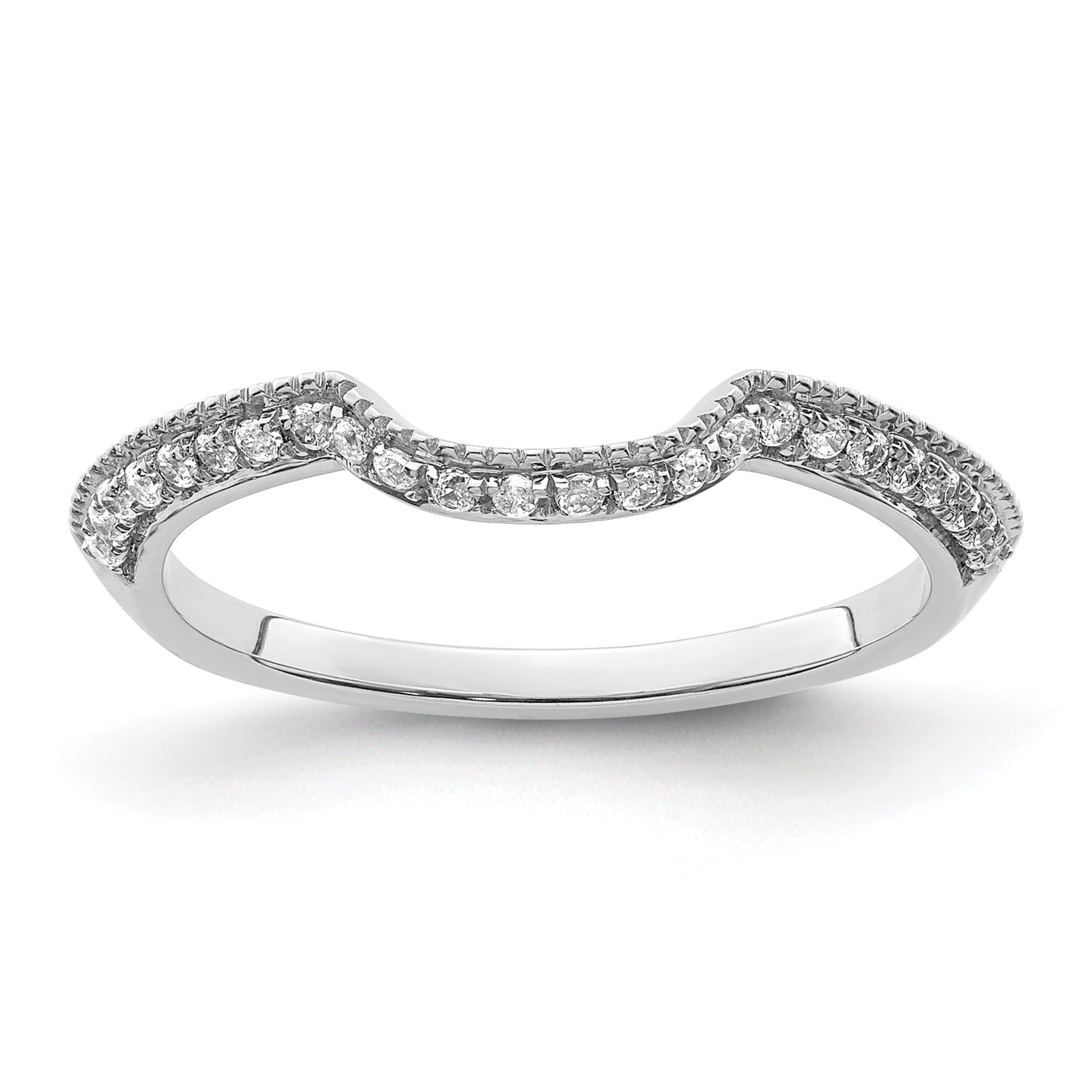 0.10ct. CZ Solid Real 14k White Polished Matching Wedding Wedding Band Ring