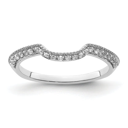 0.10ct. CZ Solid Real 14k White Polished Matching Wedding Wedding Band Ring
