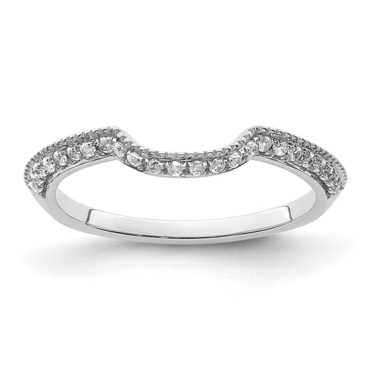 0.10ct. CZ Solid Real 14k White Polished Matching Wedding Wedding Band Ring