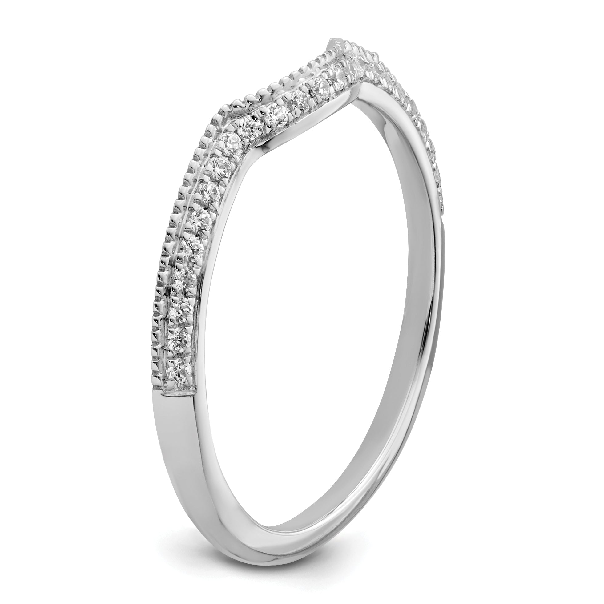 0.12ct. CZ Solid Real 14k White Polished Matching Wedding Wedding Band Ring