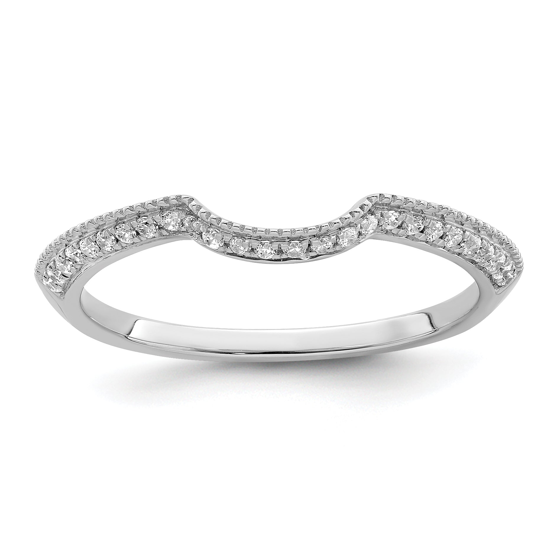0.12ct. CZ Solid Real 14k White Polished Matching Wedding Wedding Band Ring