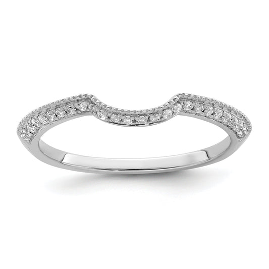0.12ct. CZ Solid Real 14k White Polished Matching Wedding Wedding Band Ring