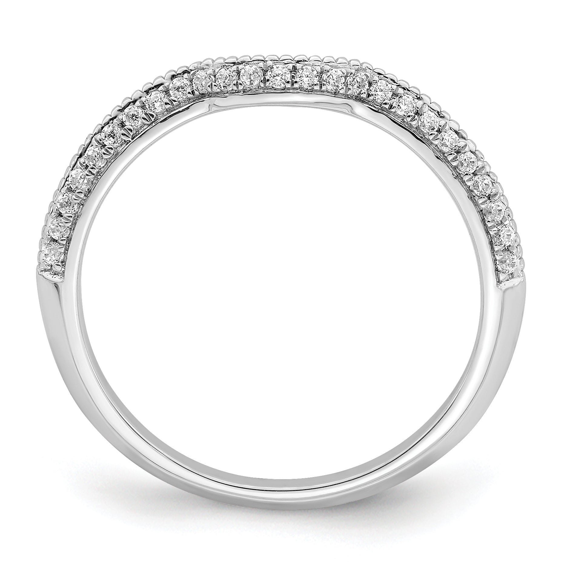 0.12ct. CZ Solid Real 14k White Polished Matching Wedding Wedding Band Ring