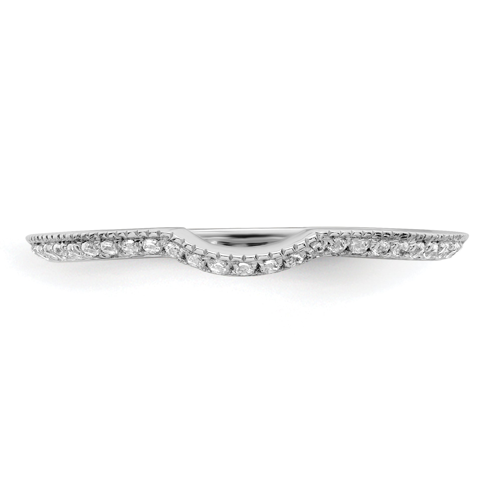 0.12ct. CZ Solid Real 14k White Polished Matching Wedding Wedding Band Ring