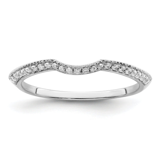 0.12ct. CZ Solid Real 14k White Polished Matching Wedding Wedding Band Ring