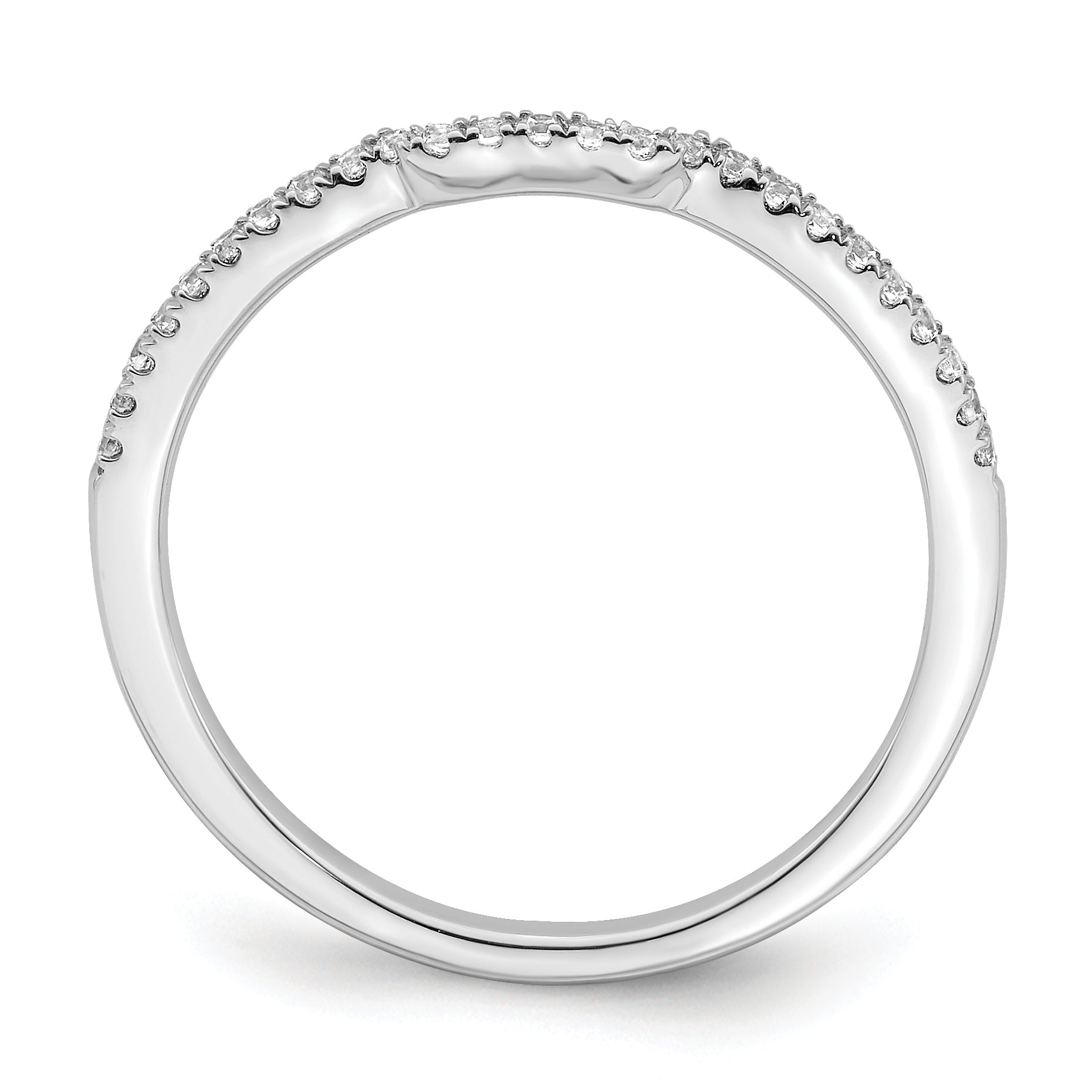 0.13ct. CZ Solid Real 14k White Polished Matching Wedding Wedding Band Ring