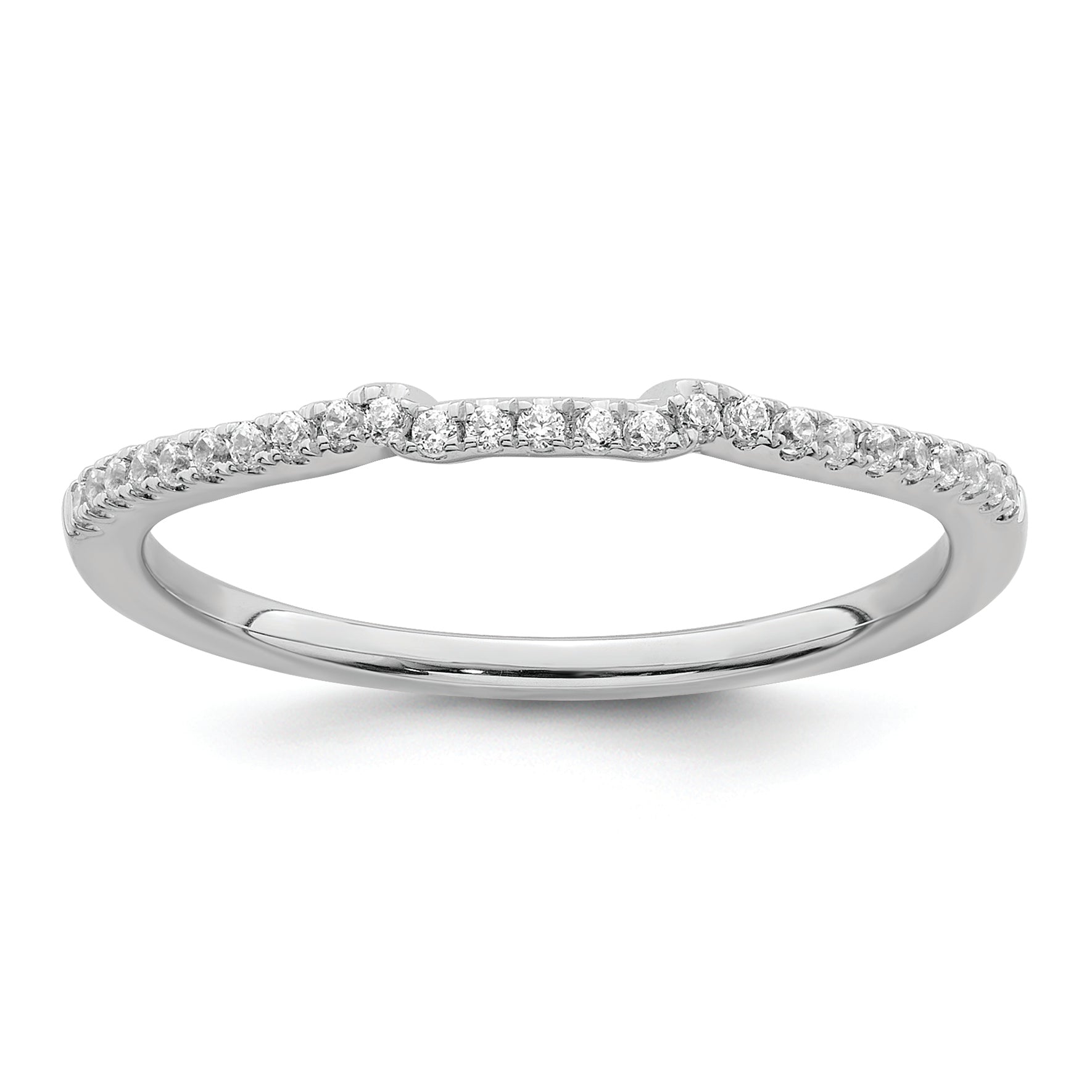 0.13ct. CZ Solid Real 14k White Polished Matching Wedding Wedding Band Ring