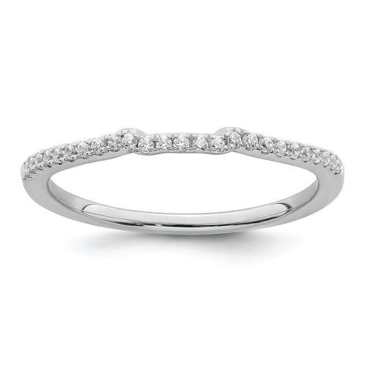 0.13ct. CZ Solid Real 14k White Polished Matching Wedding Wedding Band Ring