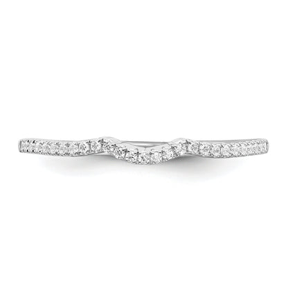0.10ct. CZ Solid Real 14k White Polished Matching Wedding Wedding Band Ring