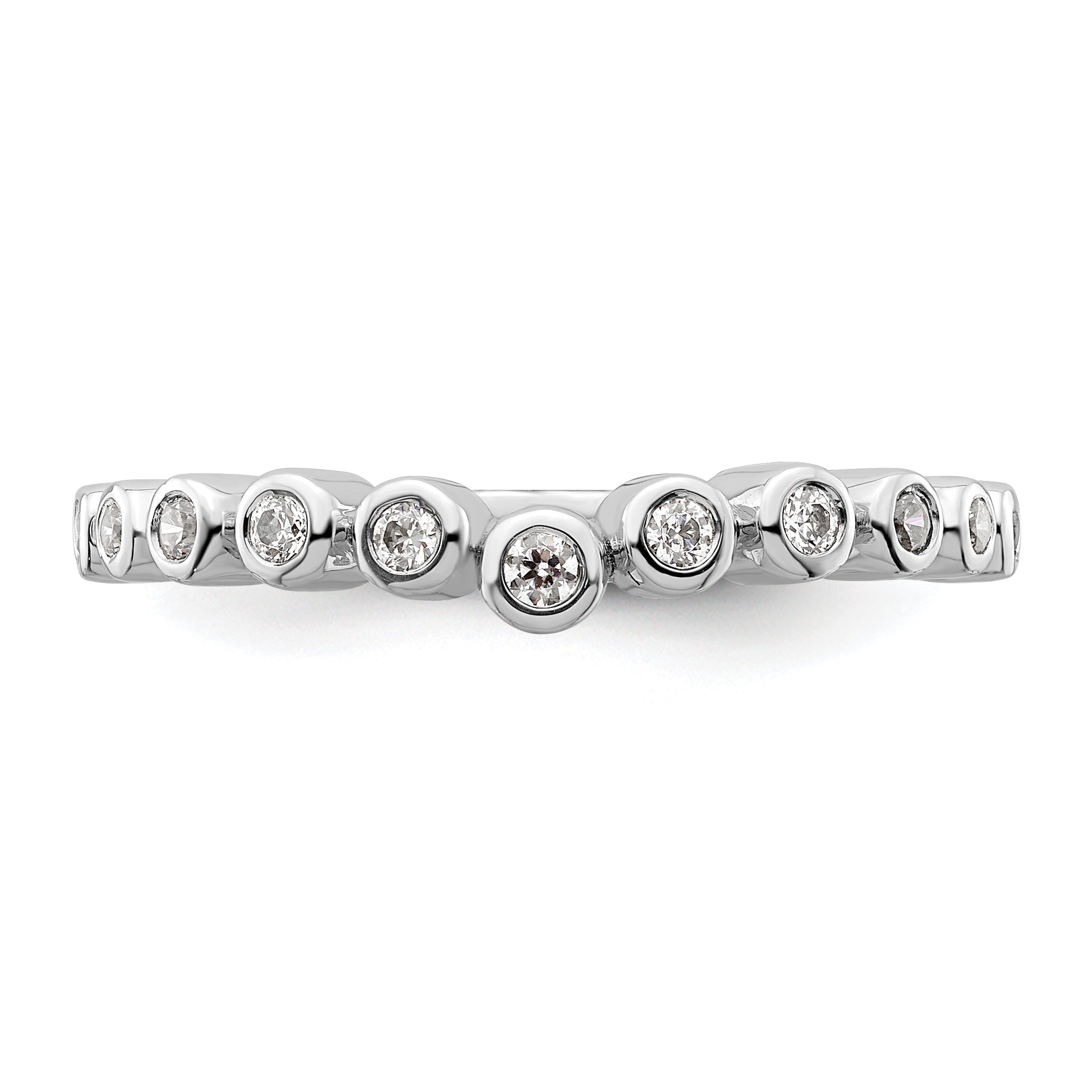 0.16ct. CZ Solid Real 14k White Polished Matching Wedding Wedding Band Ring