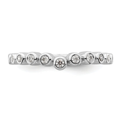0.16ct. CZ Solid Real 14k White Polished Matching Wedding Wedding Band Ring