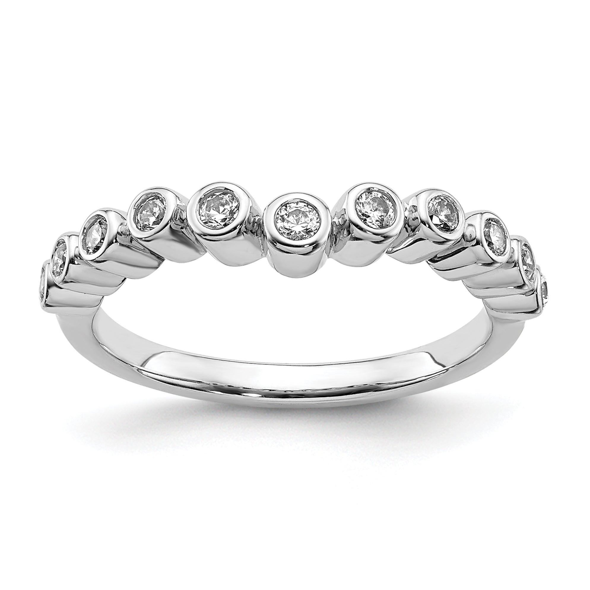 0.16ct. CZ Solid Real 14k White Polished Matching Wedding Wedding Band Ring