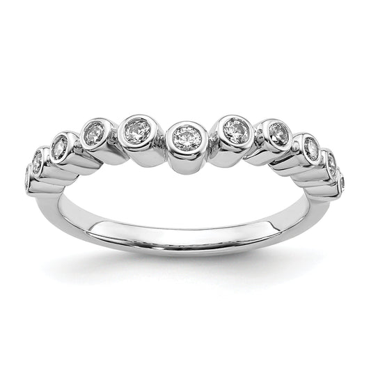 0.16ct. CZ Solid Real 14k White Polished Matching Wedding Wedding Band Ring