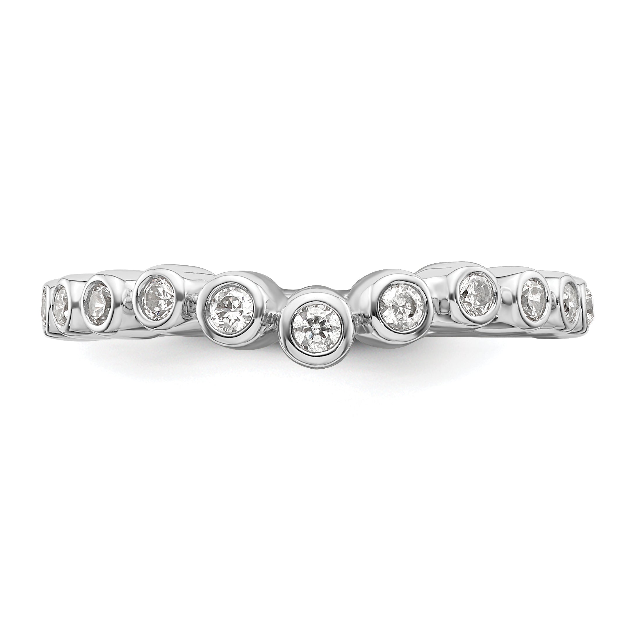0.25ct. CZ Solid Real 14k White Polished Matching Wedding Wedding Band Ring