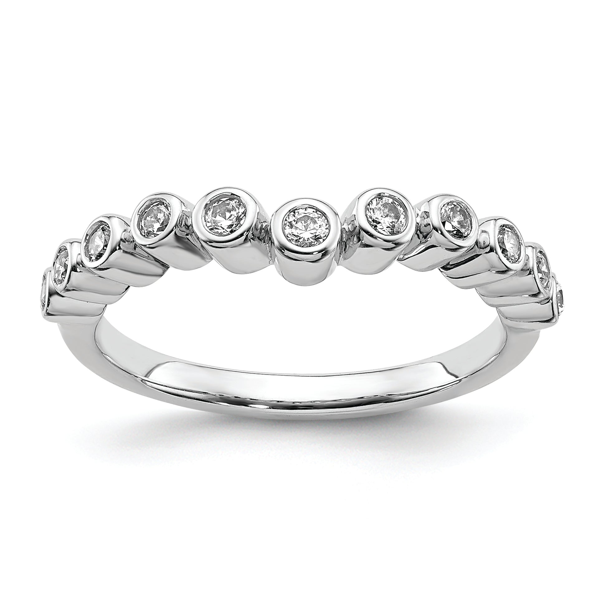 0.25ct. CZ Solid Real 14k White Polished Matching Wedding Wedding Band Ring