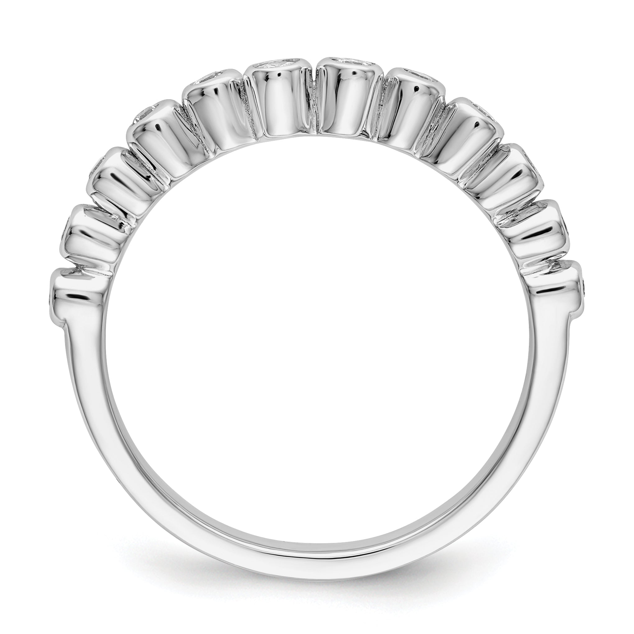 0.16ct. CZ Solid Real 14k White Polished Matching Wedding Wedding Band Ring