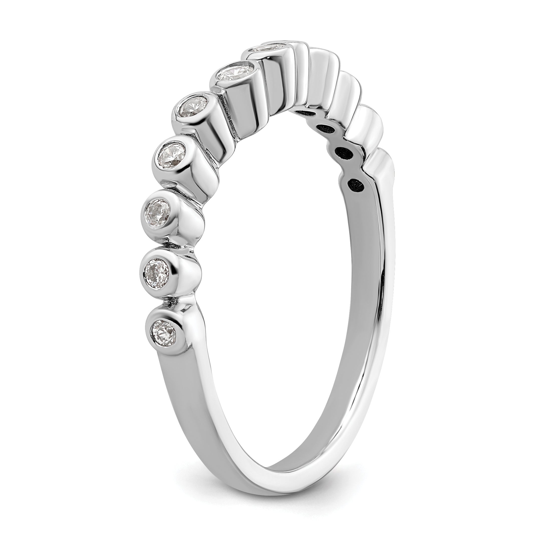 0.16ct. CZ Solid Real 14k White Polished Matching Wedding Wedding Band Ring