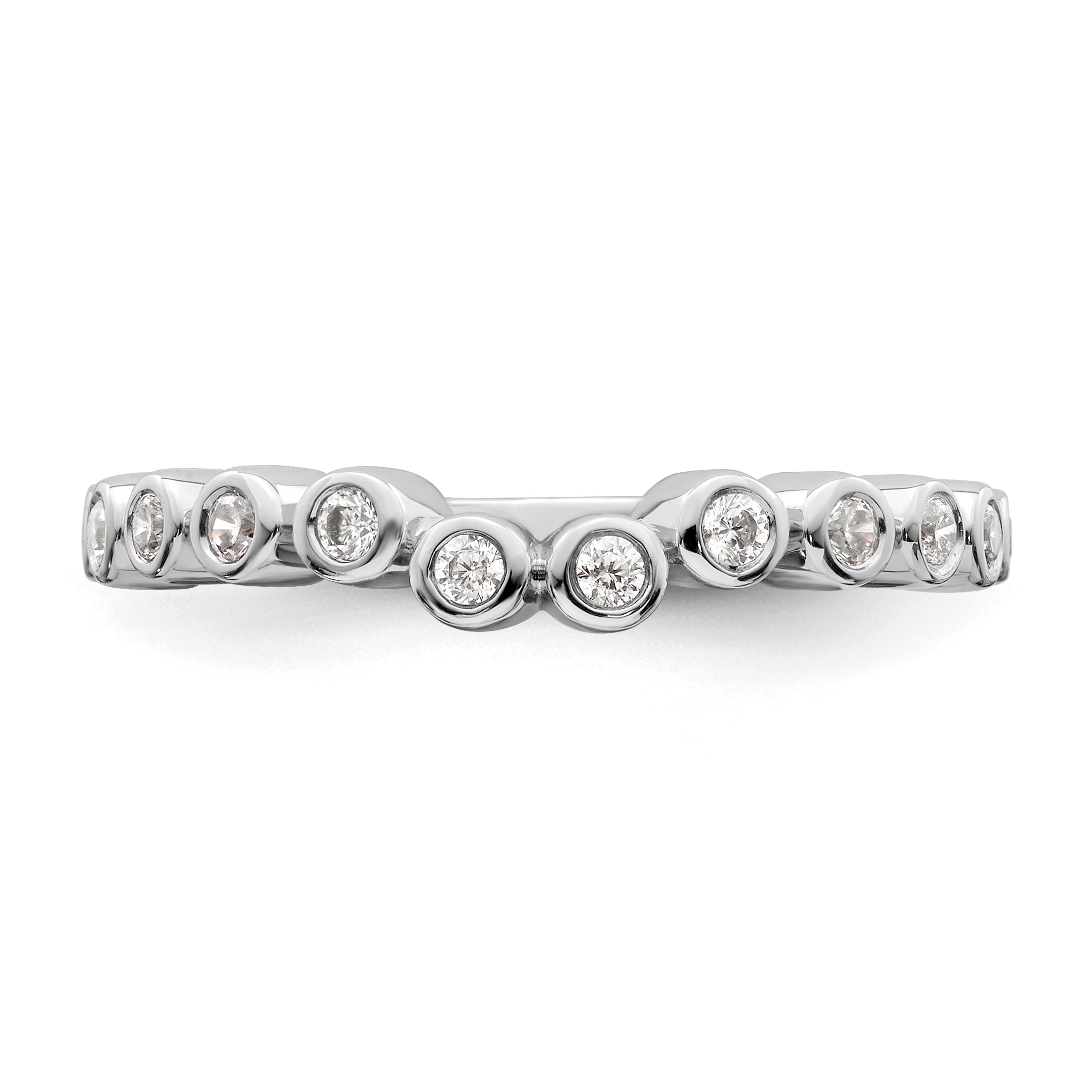 0.25ct. CZ Solid Real 14k White Polished Matching Wedding Wedding Band Ring
