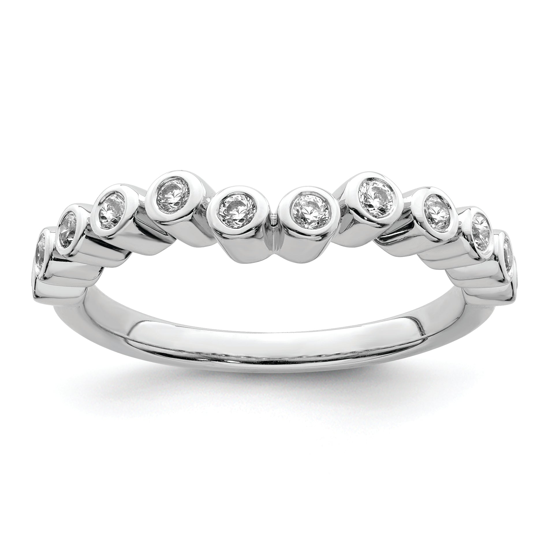 0.25ct. CZ Solid Real 14k White Polished Matching Wedding Wedding Band Ring