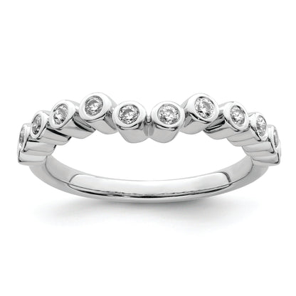 0.25ct. CZ Solid Real 14k White Polished Matching Wedding Wedding Band Ring