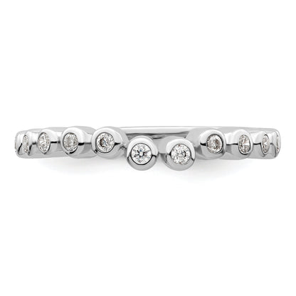 0.16ct. CZ Solid Real 14k White Polished Matching Wedding Wedding Band Ring