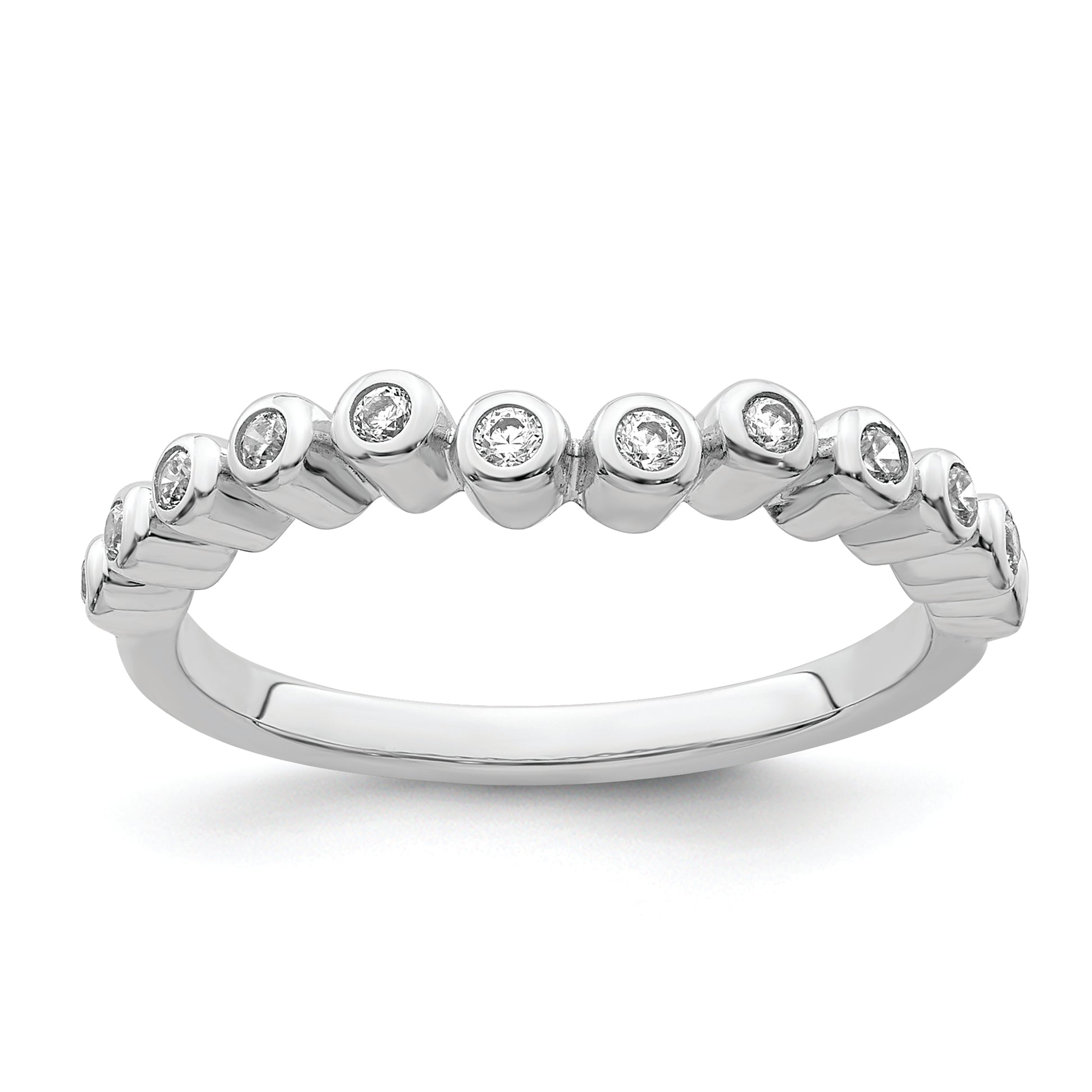 0.16ct. CZ Solid Real 14k White Polished Matching Wedding Wedding Band Ring