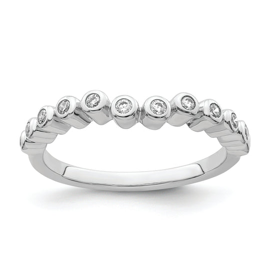 0.16ct. CZ Solid Real 14k White Polished Matching Wedding Wedding Band Ring
